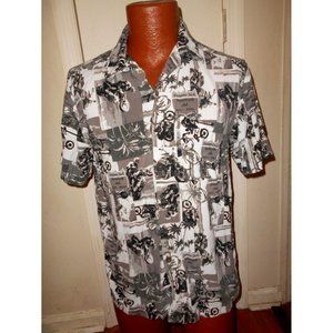Panama Jack Motorcycle Club Men's Medium Multicolor Short Sleeve Button Down